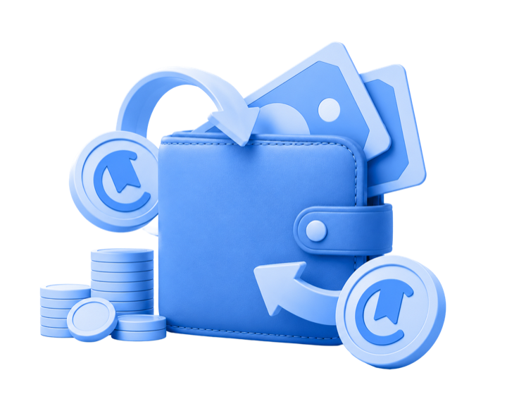 A blue wallet representing a ClassWallet reimbursement