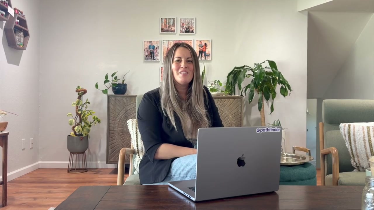 Christine, an experienced ESA parent, seated for an interview